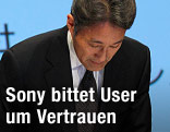 Sony Präsident Kazuo Hirai verbeugt sich