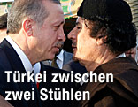 T&uuml;rkischer Premierminister Erdogan und Libyens Revolutionsf&uuml;hrer Gaddafi