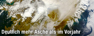 Satellitenfoto der Aschewolke von Grimsvötn Vulkan in Island