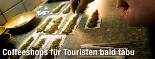 Herstellung von Joints in Coffeeshop in den Niederlanden