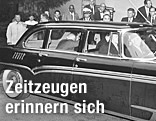 Der sowjetische Staats- und Parteichef Nikita Chruschtschow winkt bei der Verabschiedung aus dem Auto