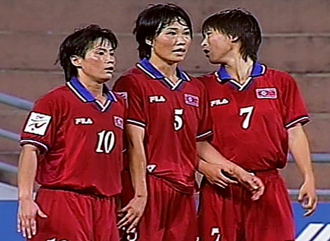 Spielerinnen des Frauenfußball-Nationalteams von Nordkorea