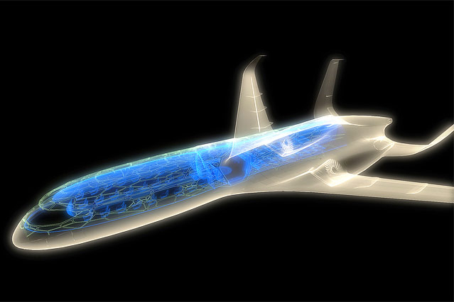© Airbus S.A.S. Computergrafik eines zukünftigen Flugzeugs von Airbus
