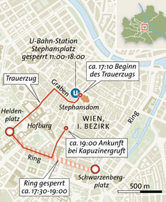 © APA Grafik zum Trauerzug