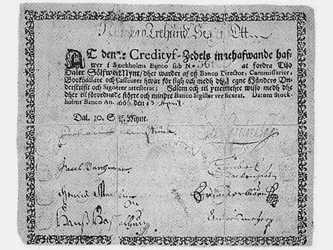 © Public Domain Schwedische Banknote, 1666