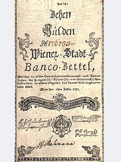 © Geldmuseum der Oesterreichischen Nationalbank Wiener Stadt-Banco-Zettel zu 10 Gulden, 1. Juli 1771