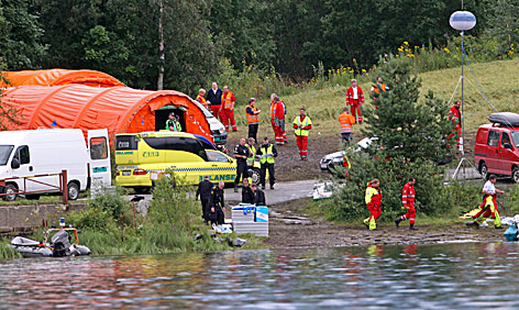 Rettungscamp auf der norwegischen Insel Utoya