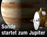 Illustration von Jupiter und einer NASA-Sonde
