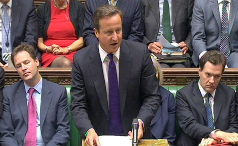 Britischer Premier David Cameron spricht im Parlament