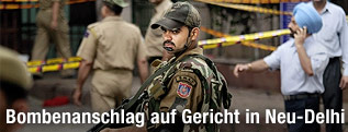 Polizisten am Tatort in Neu-Delhi