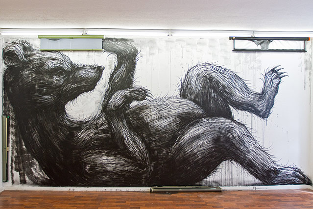 © ORF.at/Dominique Hammer Skizze des Streetart-Künstlers ROA zeigt einen Bären