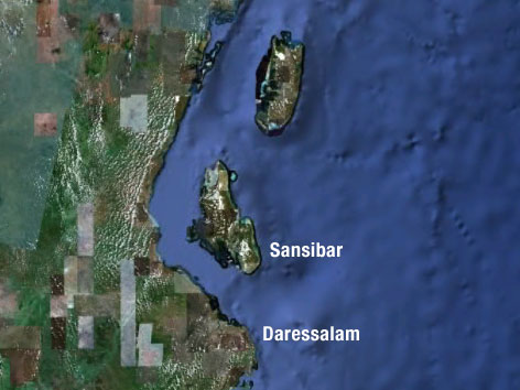 © Google Earth; ORF.at Karte von Sansibar