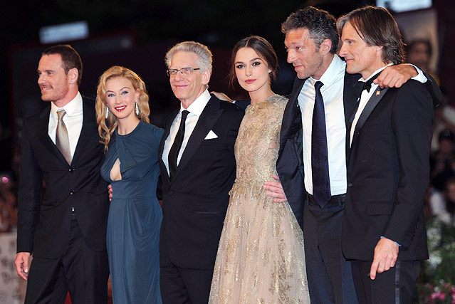 © APA/EPA/Claudio Onorati Schauspieler Viggo Mortensen, Vincent Cassel, Keira Knightley, Regisseur David Cronenberg, Schauspieler Sarah Gadon und Michael Fassbender