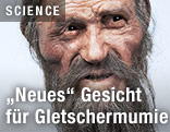 Das nach einer Rekonstruktion neu entstandene Gesicht der Gletschermumie "Ötzi"
