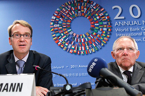 © AP/Manuel Balce Ceneta Bundesbank-Präsident Jens Weidmann und deutscher Finanzminister Wolfgang Schäuble