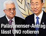 UNO-Generalsekret&auml;r Ban Ki Moon und Pal&auml;stinenserpr&auml;sident Mahmud Abbas
