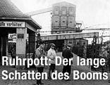 Streikposten vor dem Eingang einer Zeche im Ruhrgebiet