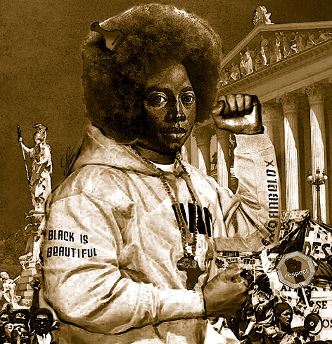 © Robert Sturm Bild "Angelo X" zeigt einen dunkelhäutigen mit Afro vor dem Parlament