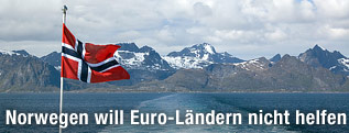 Norwegische Flagge in Landschaft