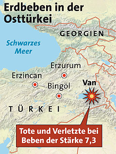Grafik zeigt die geografische Lager des Erdbebens