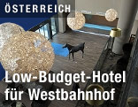 Eingangshalle im Motel One beim Wiener Westbahnhof