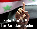 Zeigefinger vor syrischer Fahne