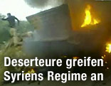 Brennender syrischer Panzer