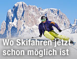 Skifahrer auf der Seiser Alm