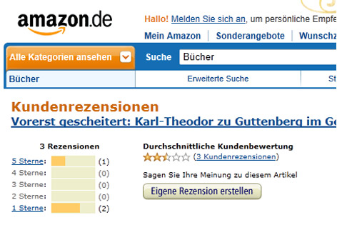 Screenshot Amazon von Guttenberg Buchcover