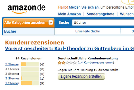 Screenshot Amazon von Guttenberg Buchcover