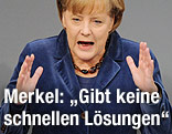 Die deutsche Kanzlerin Angela Merkel bei einer Bundestagsrede