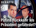 Wanduhr mit Russlands Präsident Putin und Premier Medvedew