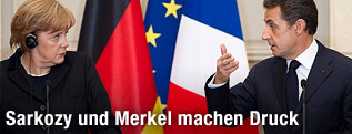Deutsche Bundeskanzlerin Angela Merkel und Frankreichs Präsident Nicholas Sarkozy