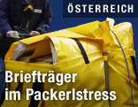 Briefträger mit Postwagen