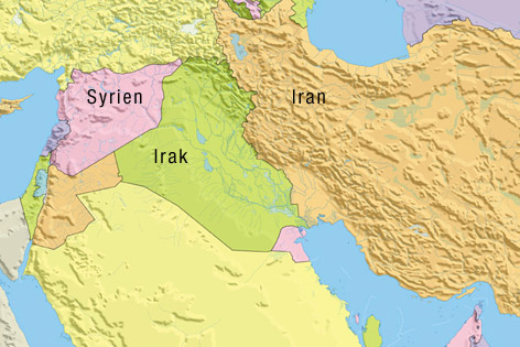 © Graphi-Ogre/ORF.at (Montage) Karte von Iran, Irak und Syrien