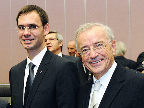Ex-Landeshauptmann Herbert Sausgruber und sein Nachfolger Markus Wallner