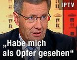 Deutscher Bundespräsident Wulff während eines TV-Interviews