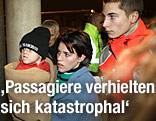 Gerettete Passagiere des verunglückten Kreuzfahrtschiffes