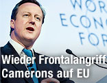 Gro&szlig;britanniens Premierminister David Cameron bei seiner Rede in Davos