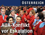 Bodenpersonal der AUA (Austrian Airlines) beim Protest