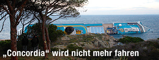 Das Schiff Costa Concordia vom Land aus betrachtet