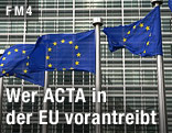 EU-Fahnen vor der EU-Kommission in Br&uuml;ssel