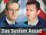 Plakat mit Baschar al-Assad und Hafis al-Assad