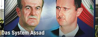 Plakat mit Baschar al-Assad und Hafis al-Assad