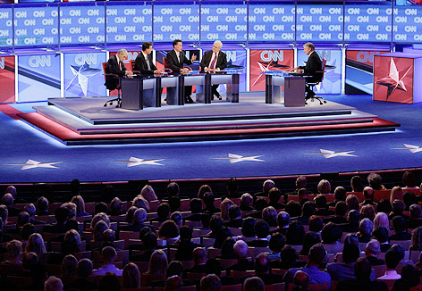 © AP/Jae C. Hong Mitt Romney, Rick Santorum, Newt Gingrich und Ron Paul