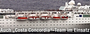 Nahaufnahme des Passagierdecks des Kreuzfahrtschiffs "Costa Allegra"