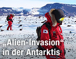 Südkoreanische Forscher in Victoria Land in der Antarktis