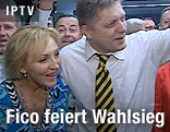 Robert Fico feiert seinen Wahlsieg