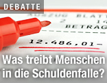 Rotstift und Kontoauszug