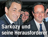 Französischer Präsident Nicolas Sarkozy und Herausforderer Francois Hollande